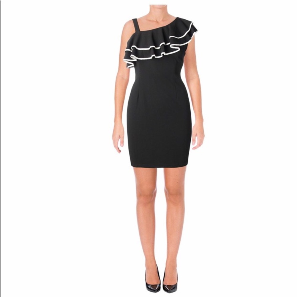 AQUA WOMENS ONE SHOULDER ABOVE KNEE BODYCON DRESS